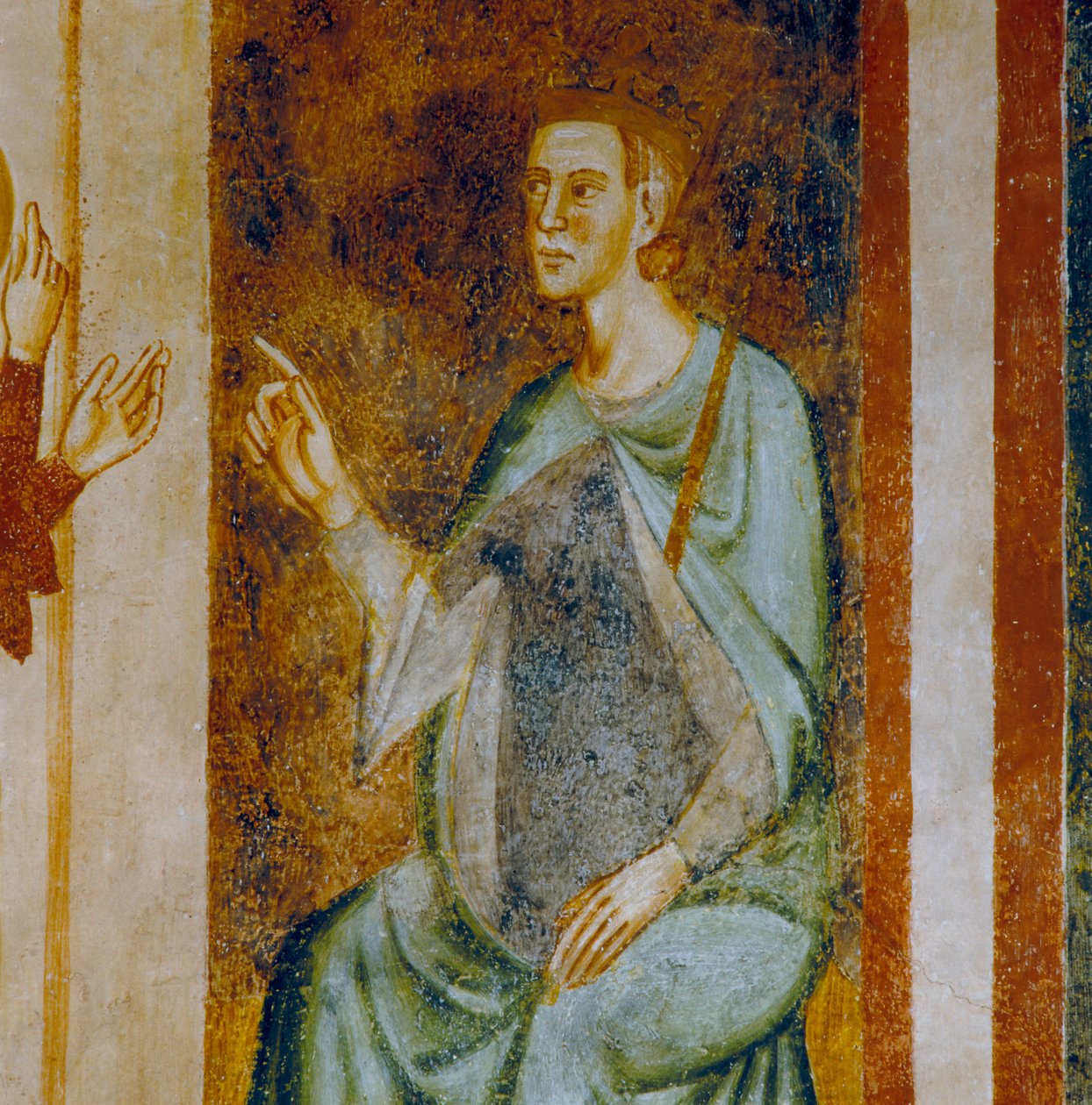 El gobernador de Antioquía Olibrius, (detalle) del episodio del Juicio de Santa Margarita, del ciclo de frescos dedicado a Santa Margarita de Antioquía de Italian School