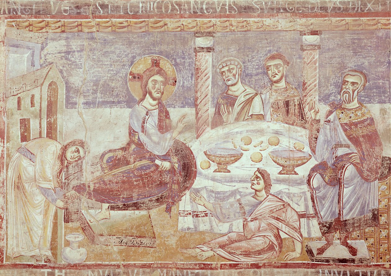 La comida en la casa de Simón el Fariseo, Escuela de Monte Cassino, c.1087 de Italian School