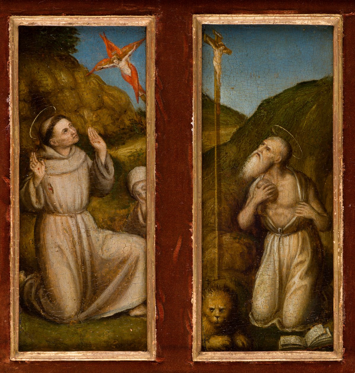 La estigmatización de los santos Francisco y Jerónimo, c.1480 (óleo sobre tabla) de Italian School