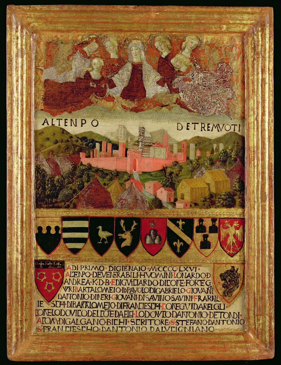 La Virgen protege a Siena del terremoto de 1466 de Italian School