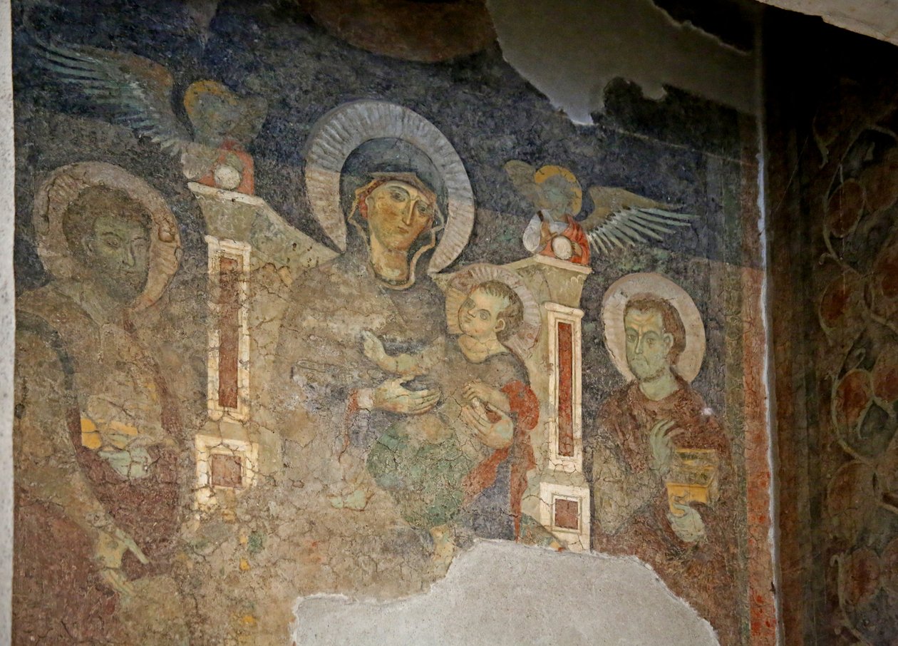 La Virgen y el Niño entre San Cosme y San Damián de Italian School