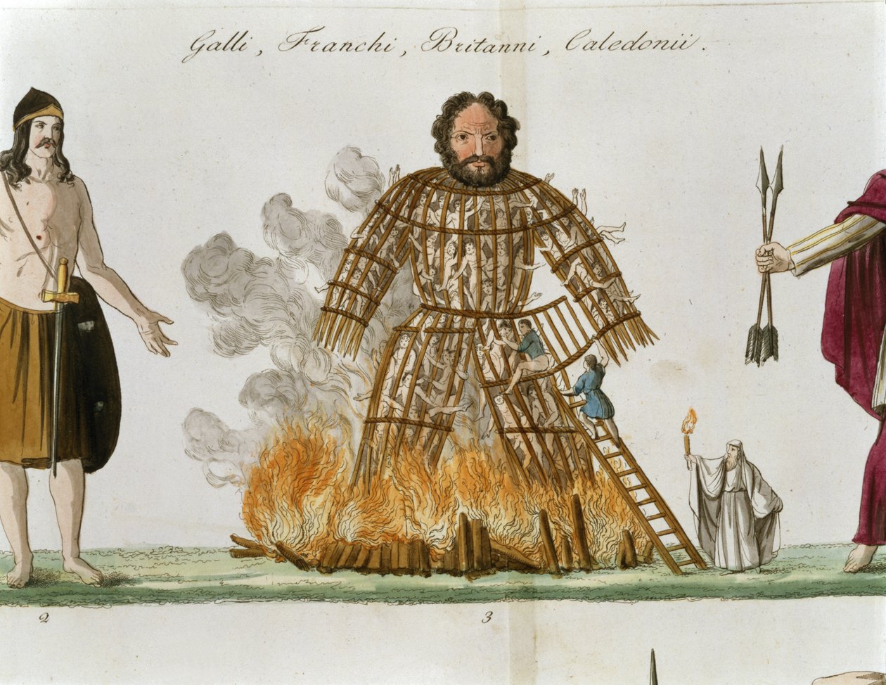 El hombre de mimbre, de "La historia de las naciones" (litografía) de Italian School
