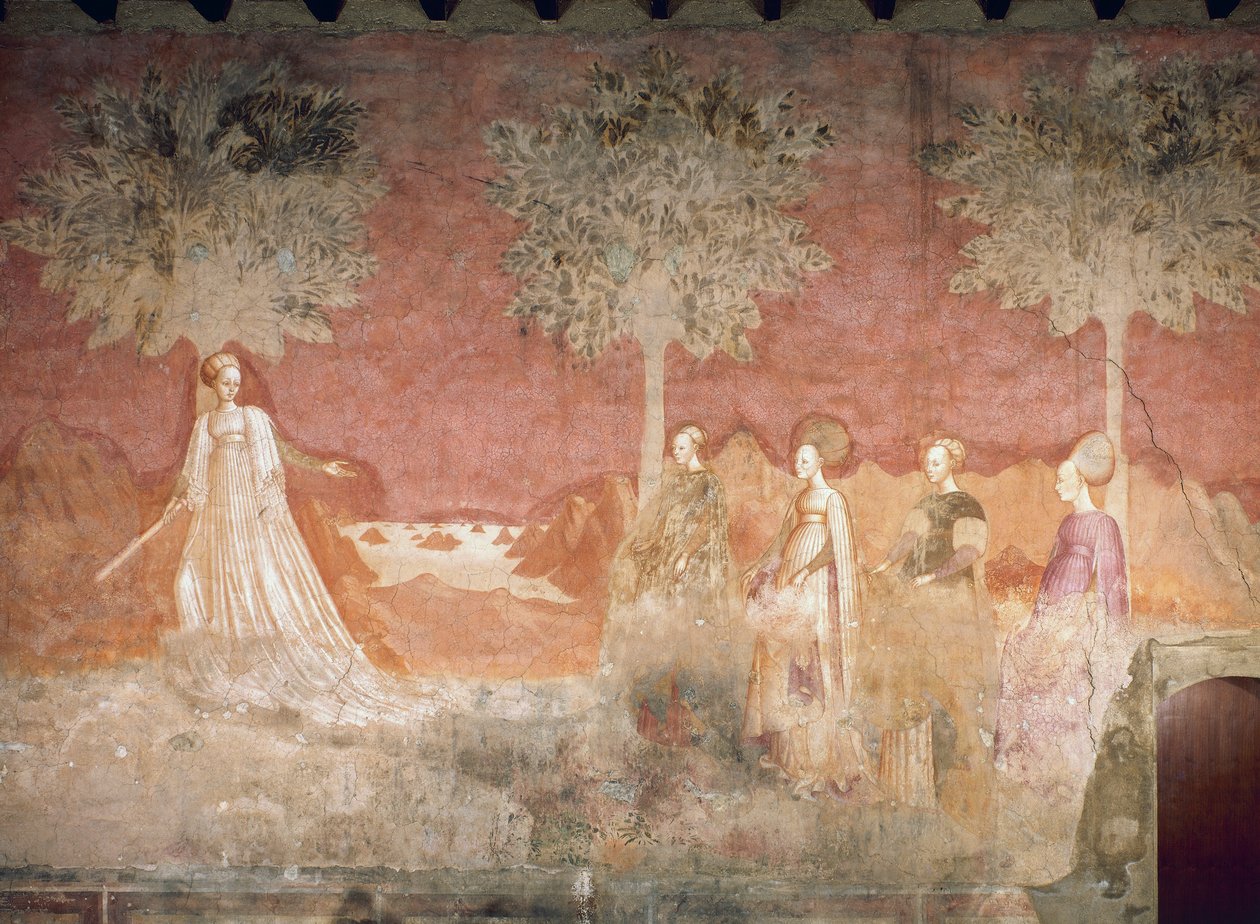 El juego de pelota, escena del ciclo de los Juegos, ca. 1445-1450, fresco, Palacio Borromeo, Milán, Lombardía, Italia de Italian School