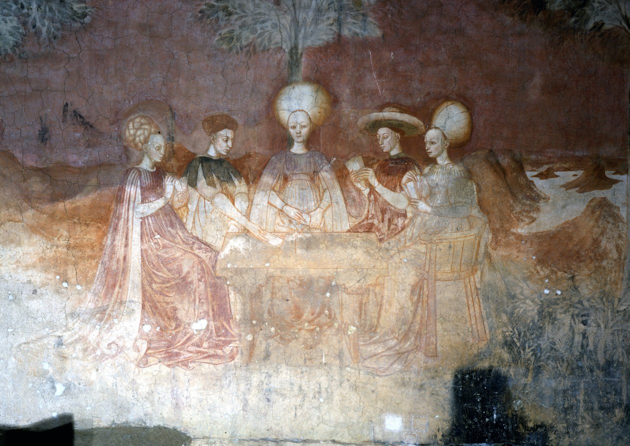 El juego de las cartas. Frescos del Palacio Borromeo de Milán de Italian School