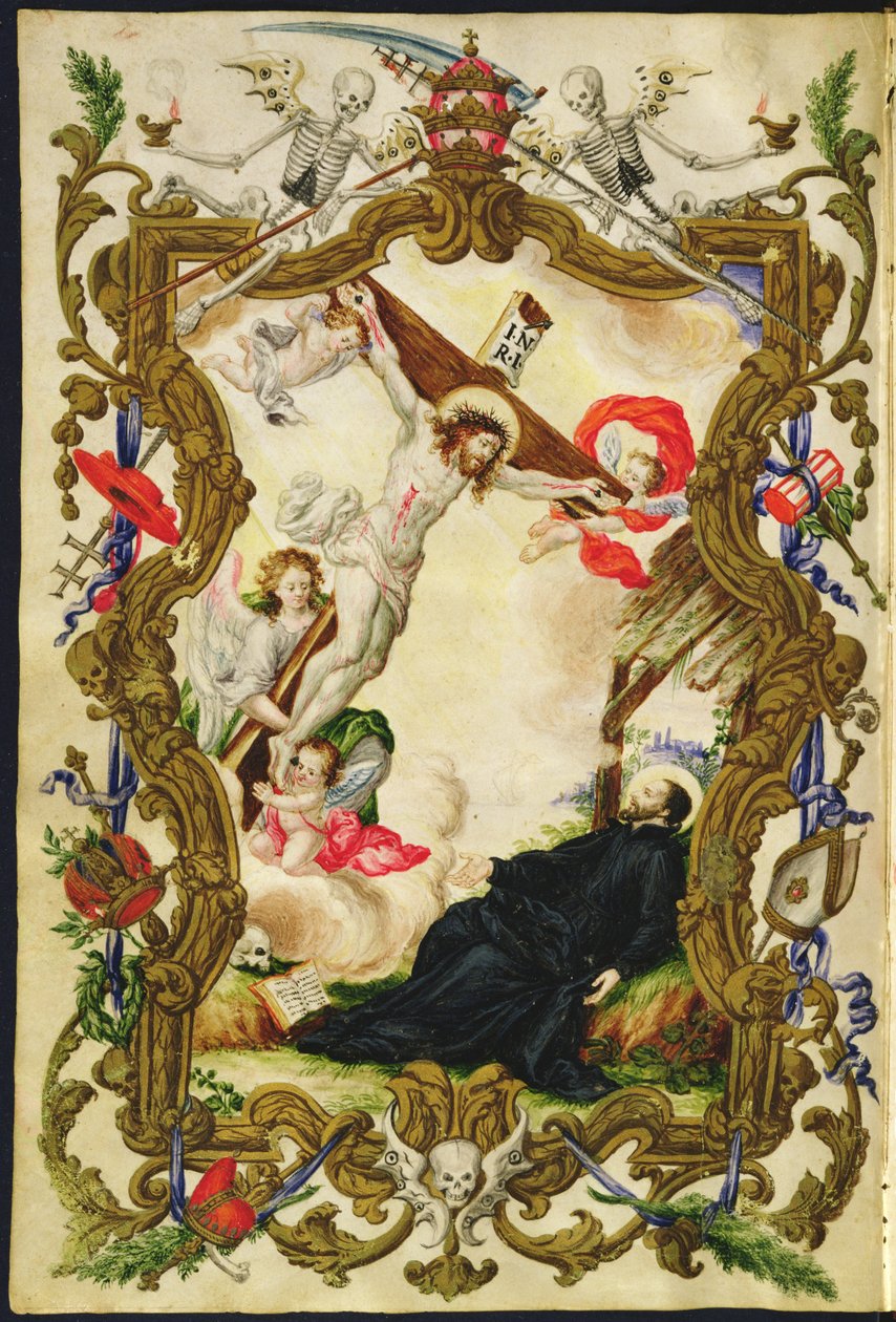 La muerte del religioso, de una Mariegola de la cofradía laica de la Buona Morte, c.1712-14 de Italian School