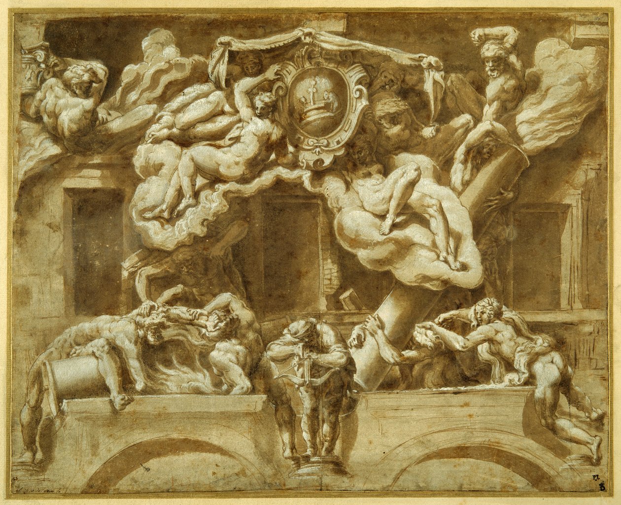 La fachada de Casa Orsi, después de Lelio Orsi de Italian School