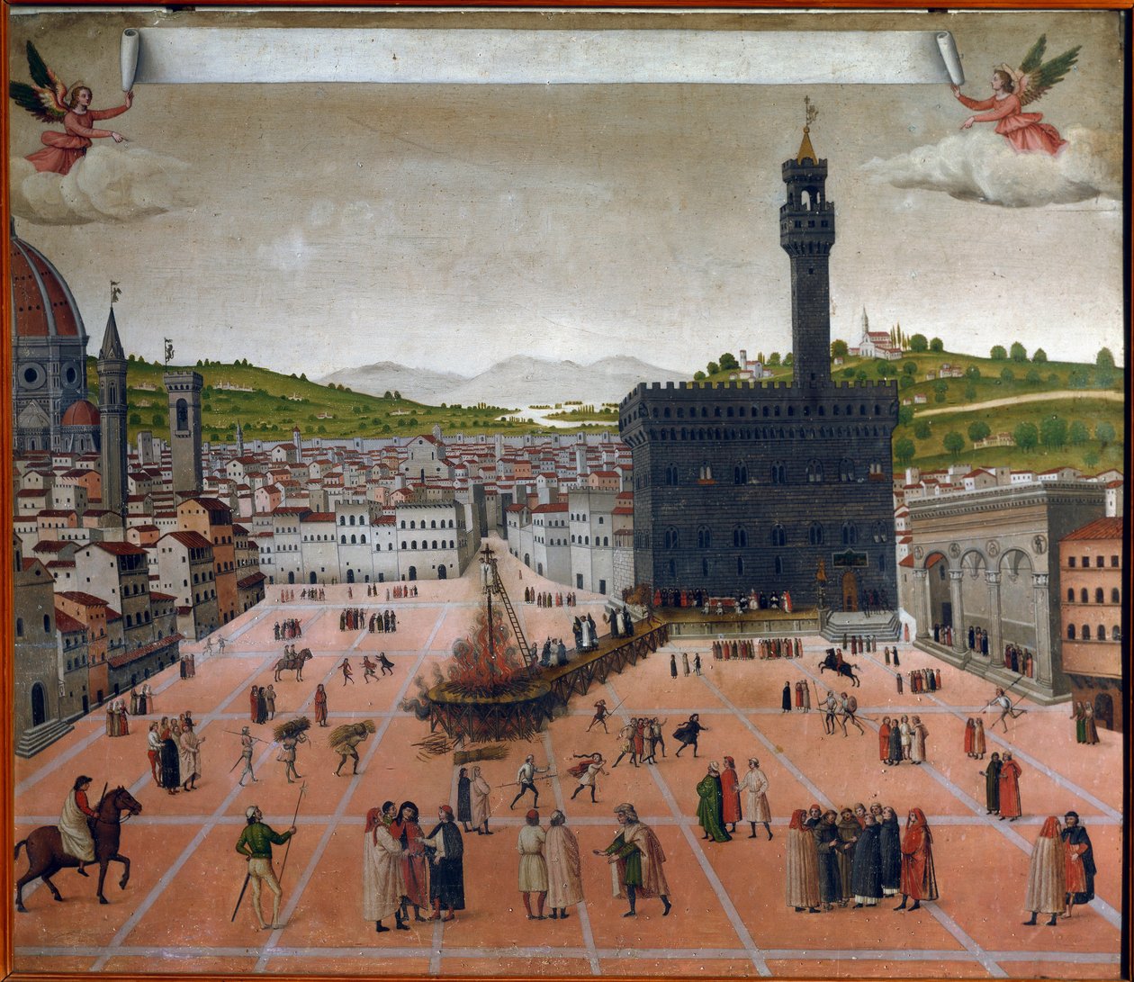 La pira de Girolamo Savonarola en la Piazza della Signoria, Florencia, en 1498 (pintura) de Italian School