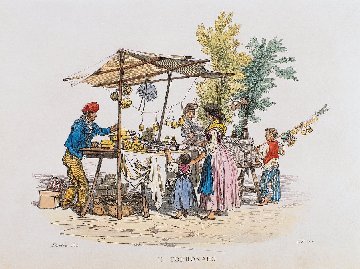 El torronaro (vendedor de turrón) (grabado) de Italian School