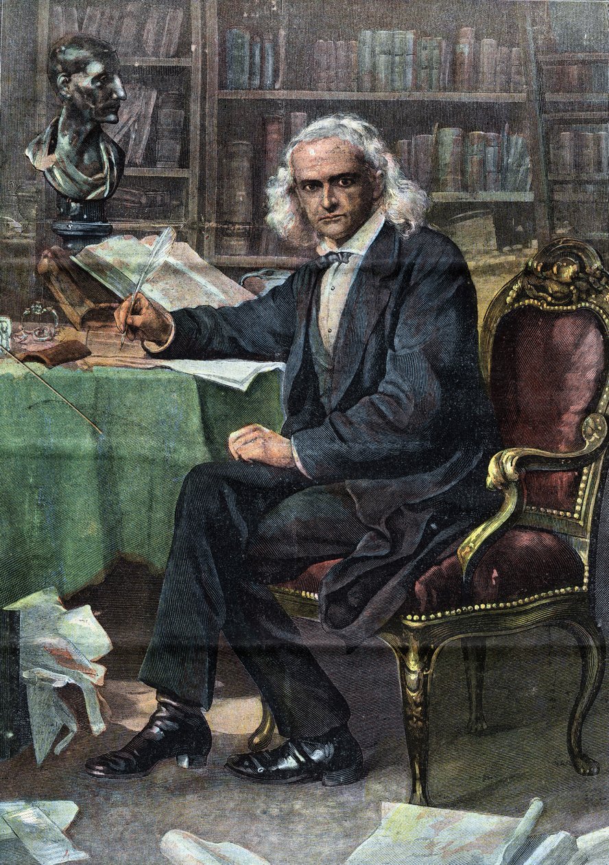 Theodor Mommsen (1817 - 1903), historiador y político alemán (Premio Nobel de Literatura 1902) - en "La Tribuna illustrata" de Italian School