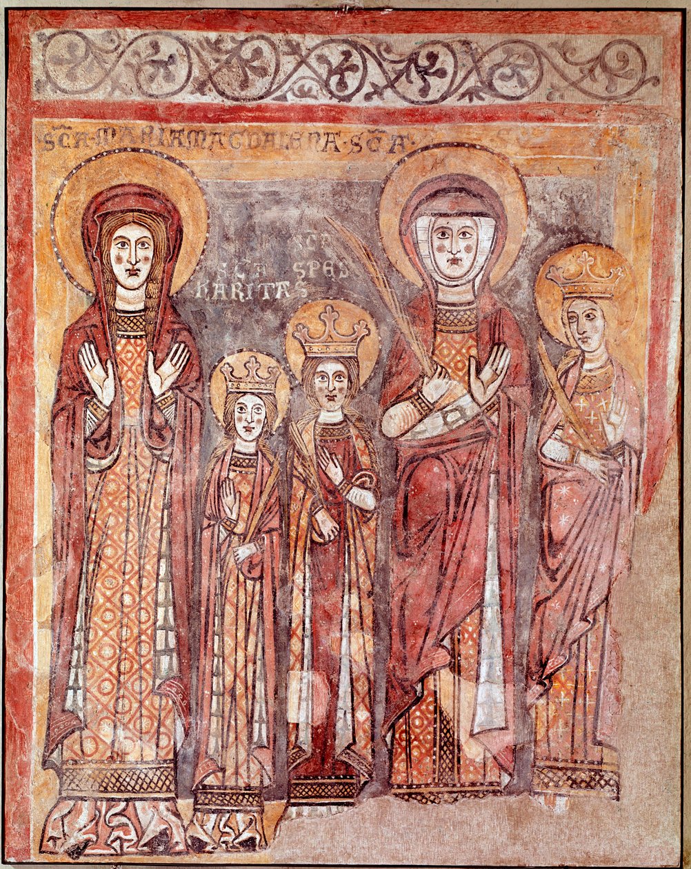 Virtudes teologales: Fe, Caridad y Esperanza (fresco, siglo VIII) de Italian School