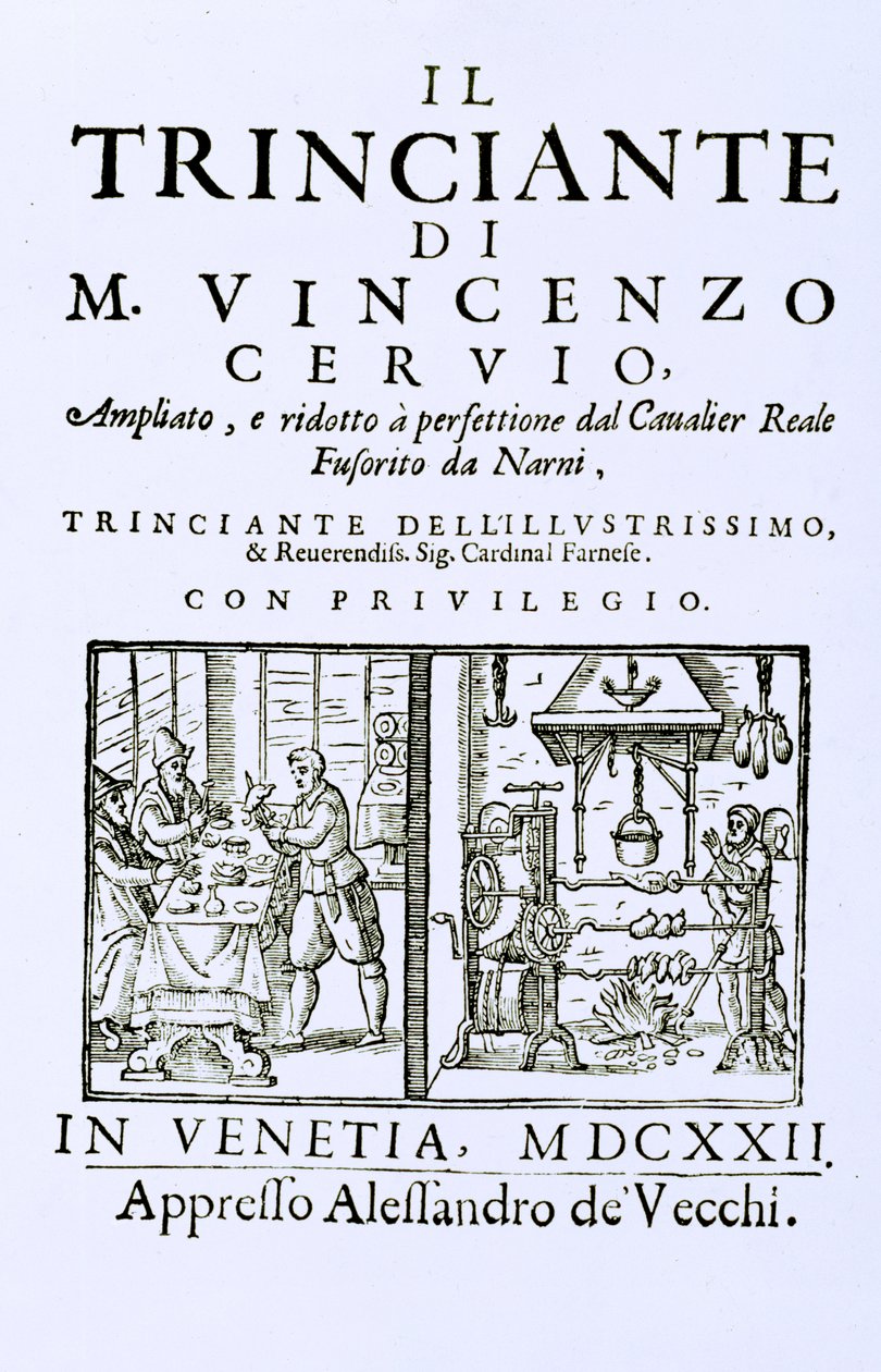 Portada de un libro de cocina italiano, publicado en Venecia, 1622 de Italian School