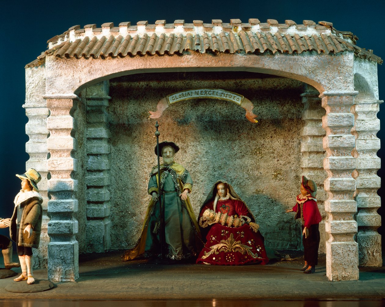 Nacimiento tirolés, c.1770 (figuras de cera y medios mixtos) de Italian School