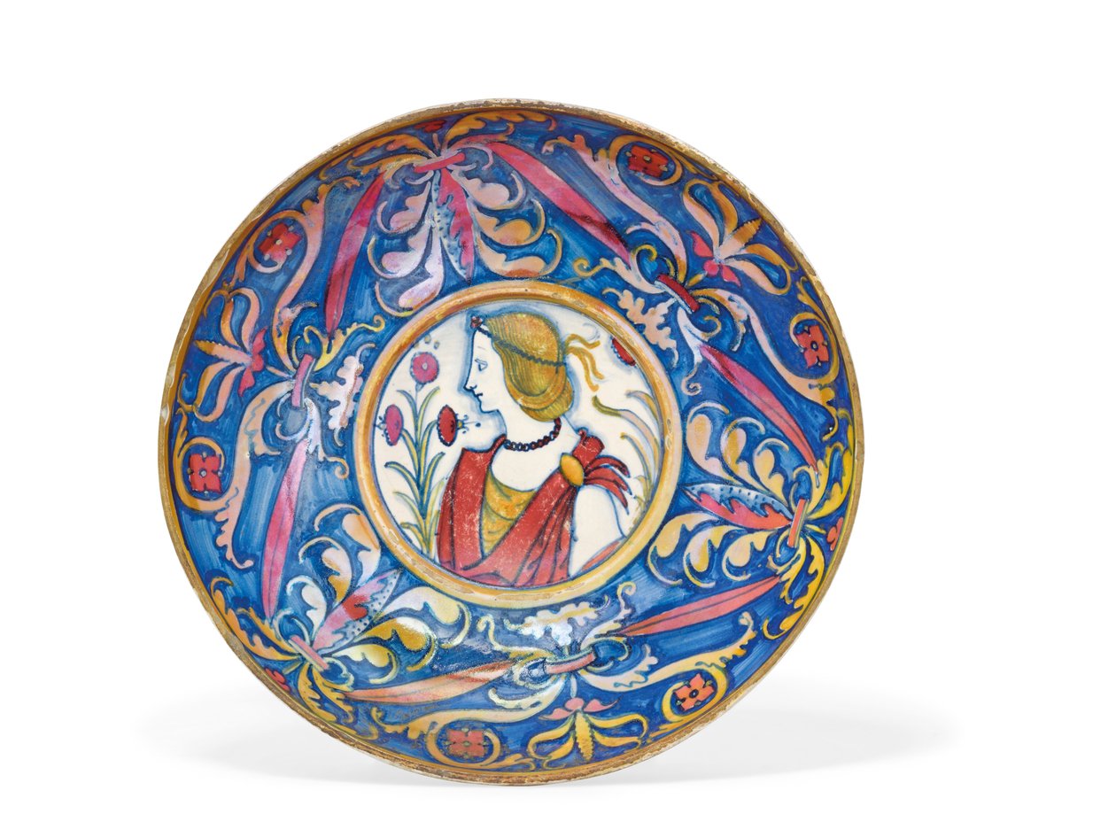 Plato con pie de mayólica de Umbría con oro y rubí, de Deruta a Gubbio, c.1510-20 de Italian School