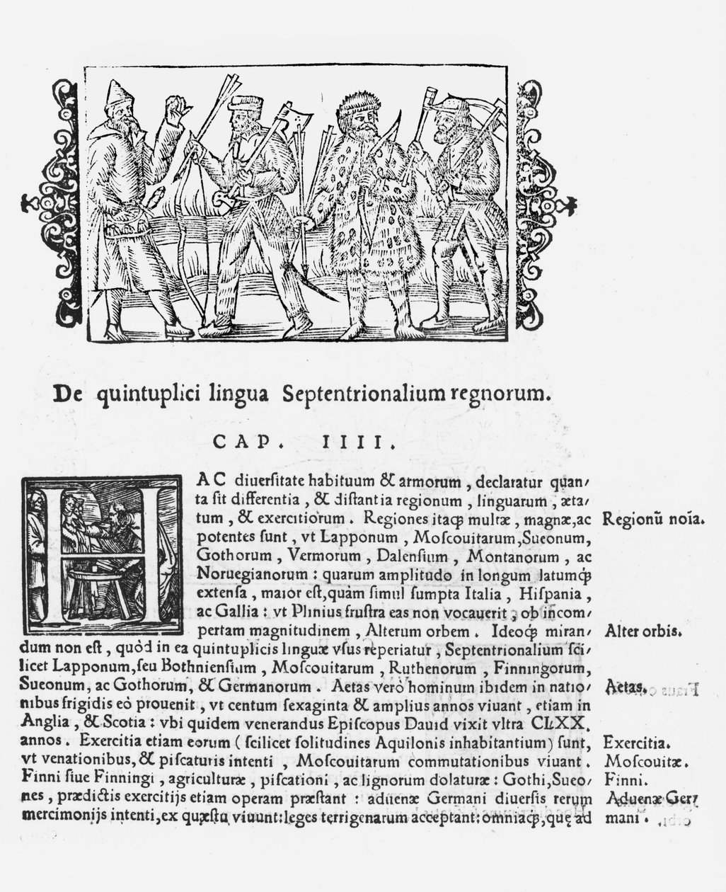 Variedad de lenguas, ilustración de Historia de Gentibus Septentrionalibus de Olaus Magnus (1490-1558), publicada en Roma, 1555 de Italian School