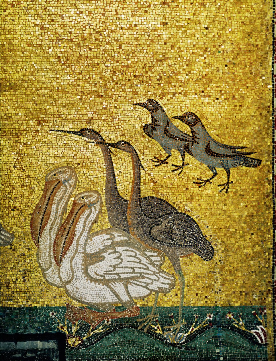 Varias aves ... (mosaico) de Italian School