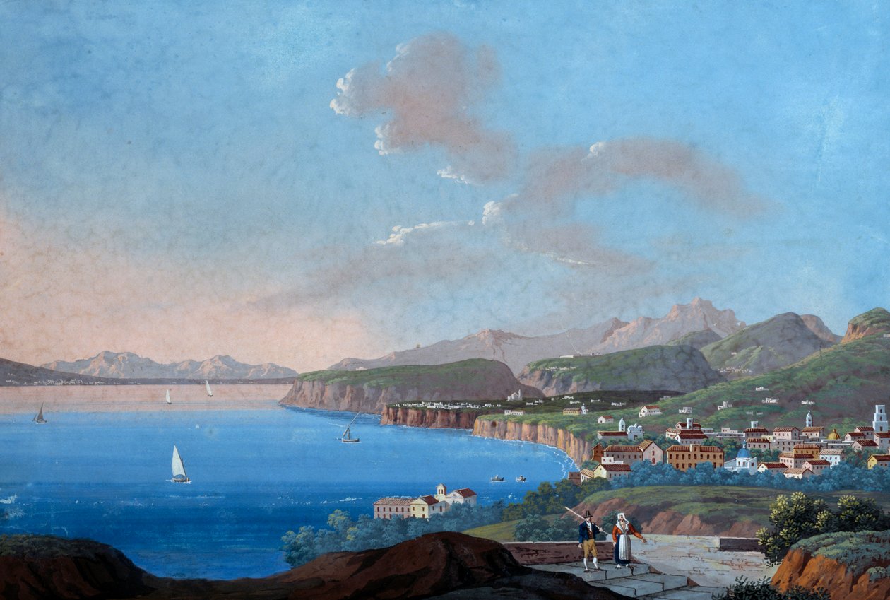 Vista de Sorrento de Italian School