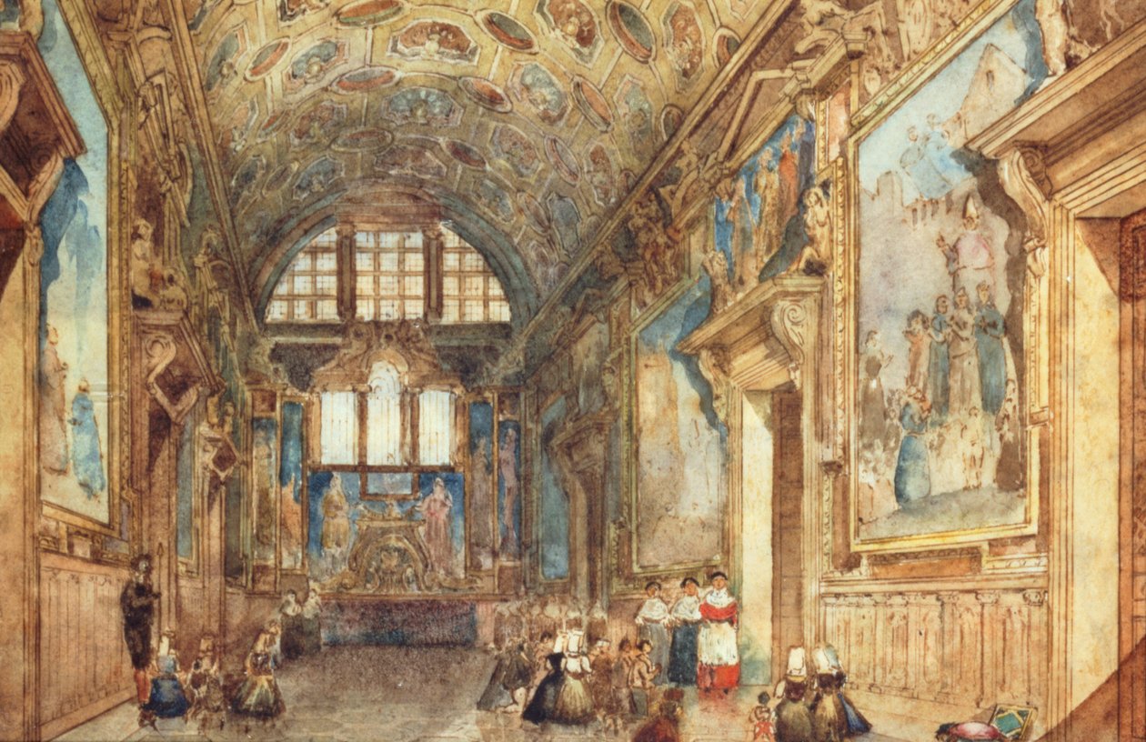 Vista del interior del Palacio Ducal en Venecia, c. 1840 de Italian School