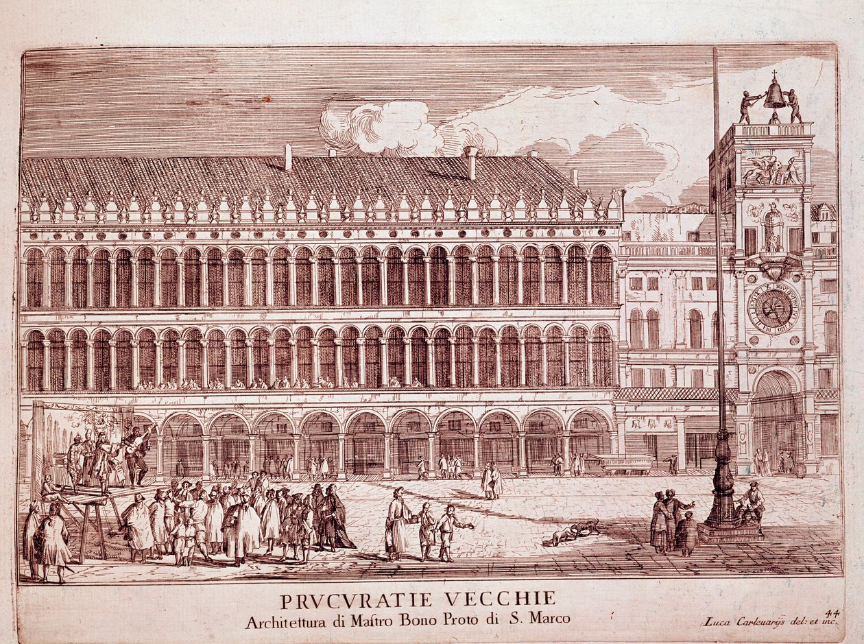 Vista de la Procuraduría Vecchie en la Plaza de San Marcos en Venecia Grabado de 1703 Venecia, Museo Correr de Italian School