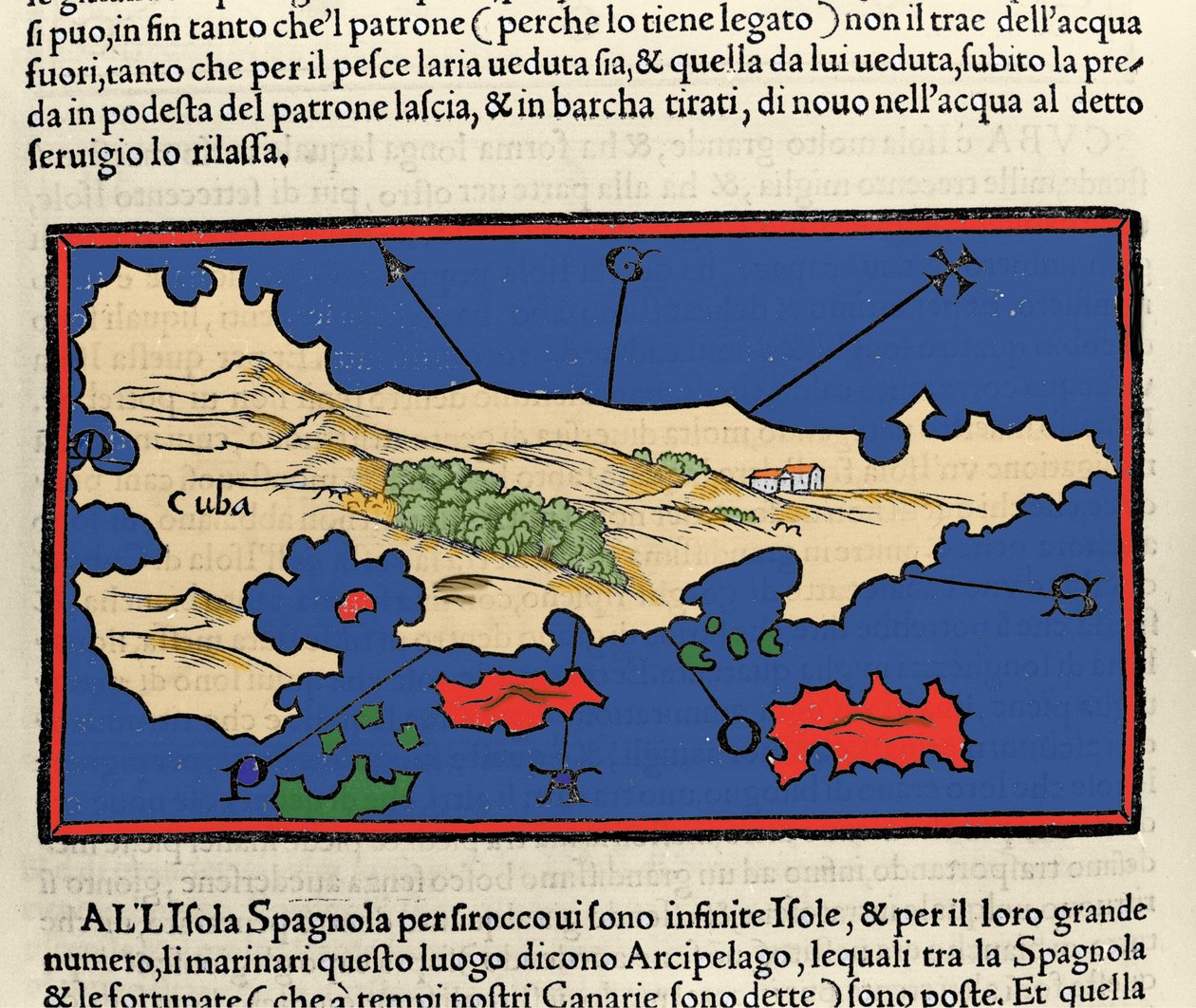 Vista de la isla de Cuba. Isolario (mapa de islas) de Benedetto Bordone. Venecia 1547 de Italian School