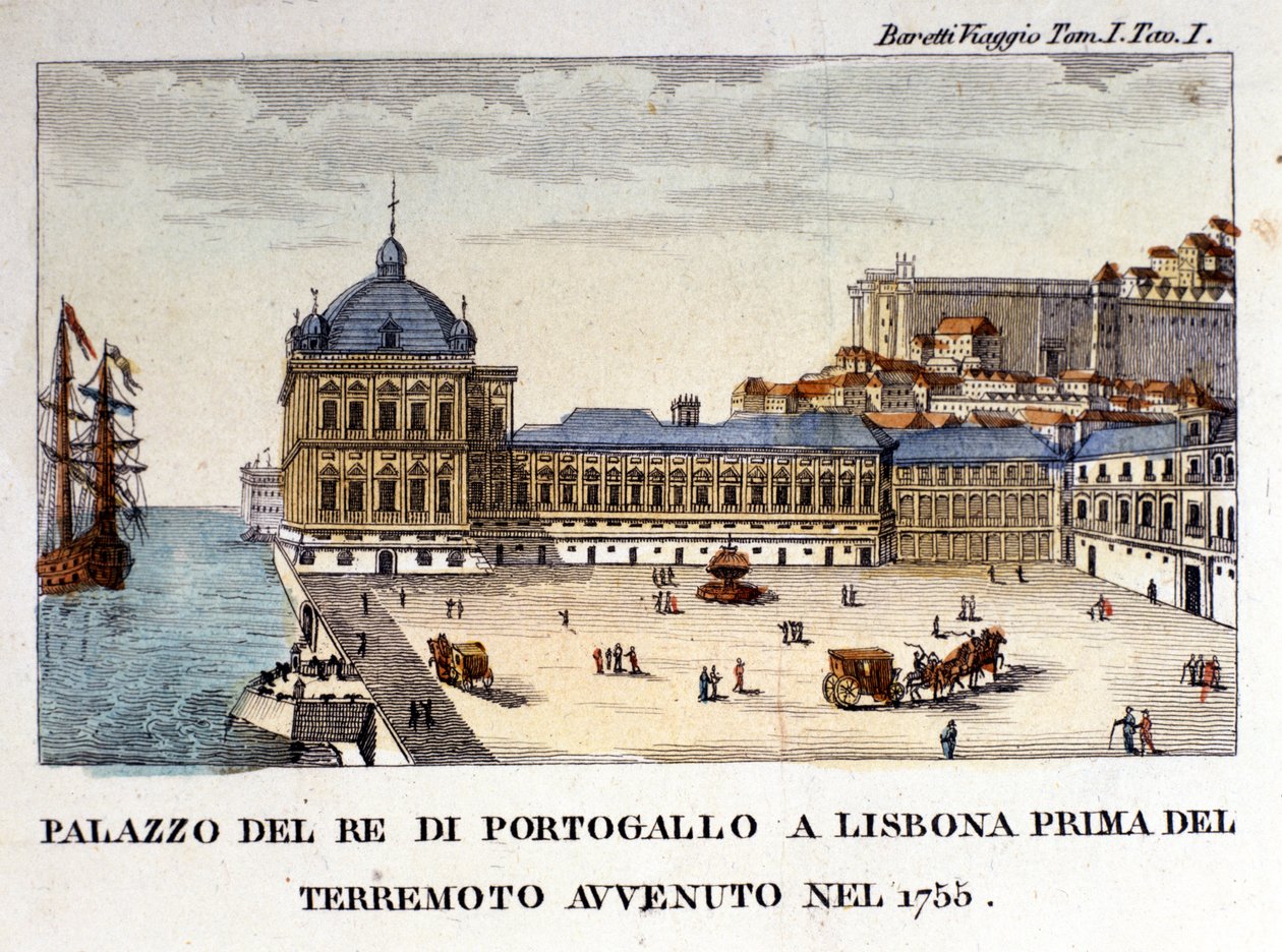 Vista del palacio real en Lisboa antes del terremoto de 1755. de Italian School