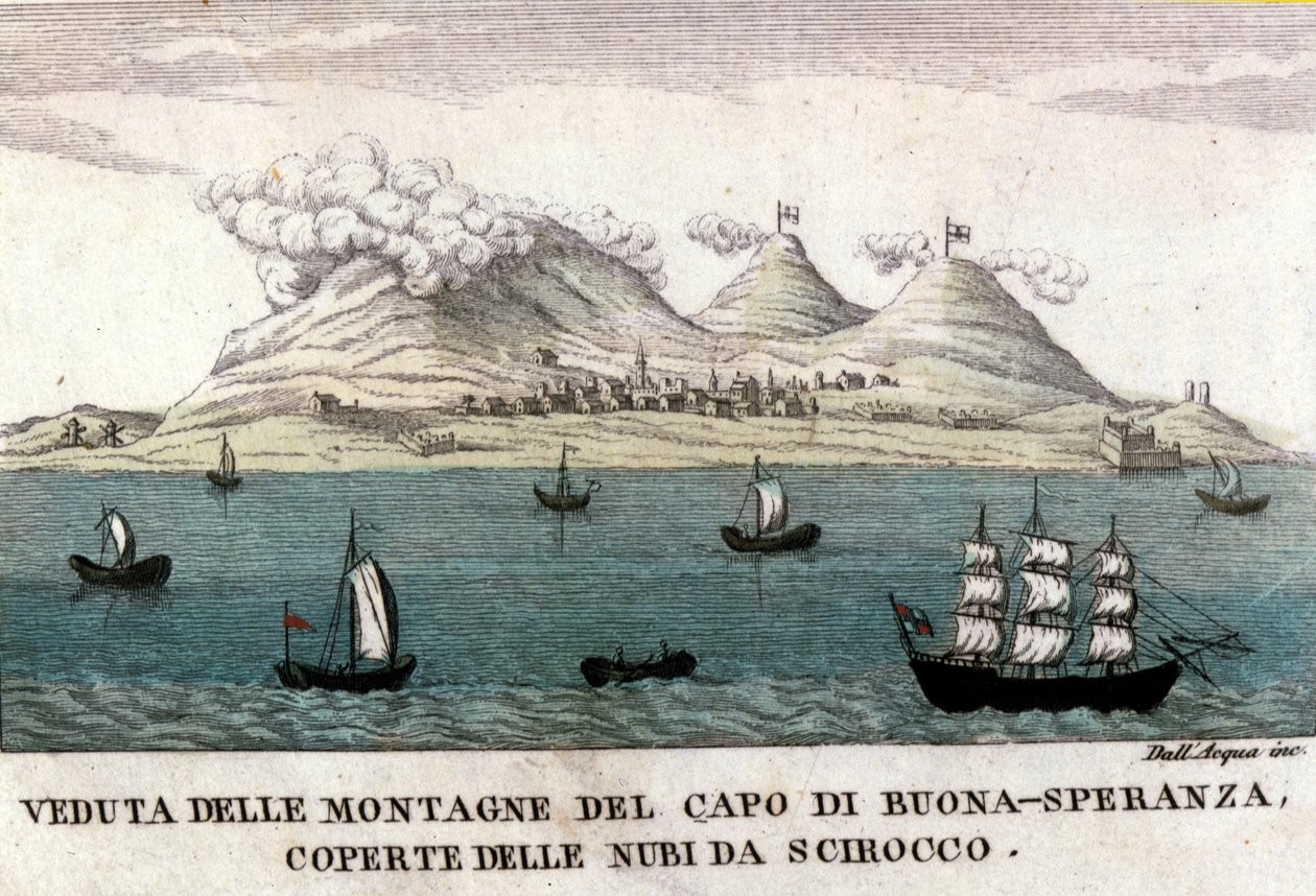 Vistas de las montañas del Cabo de Buena Esperanza de Italian School