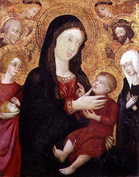 Virgen con el Niño con S. Bernadino, Segismundo, Clara y Crescencio, 2ª mitad del siglo XV (temple sobre tabla) de Italian School