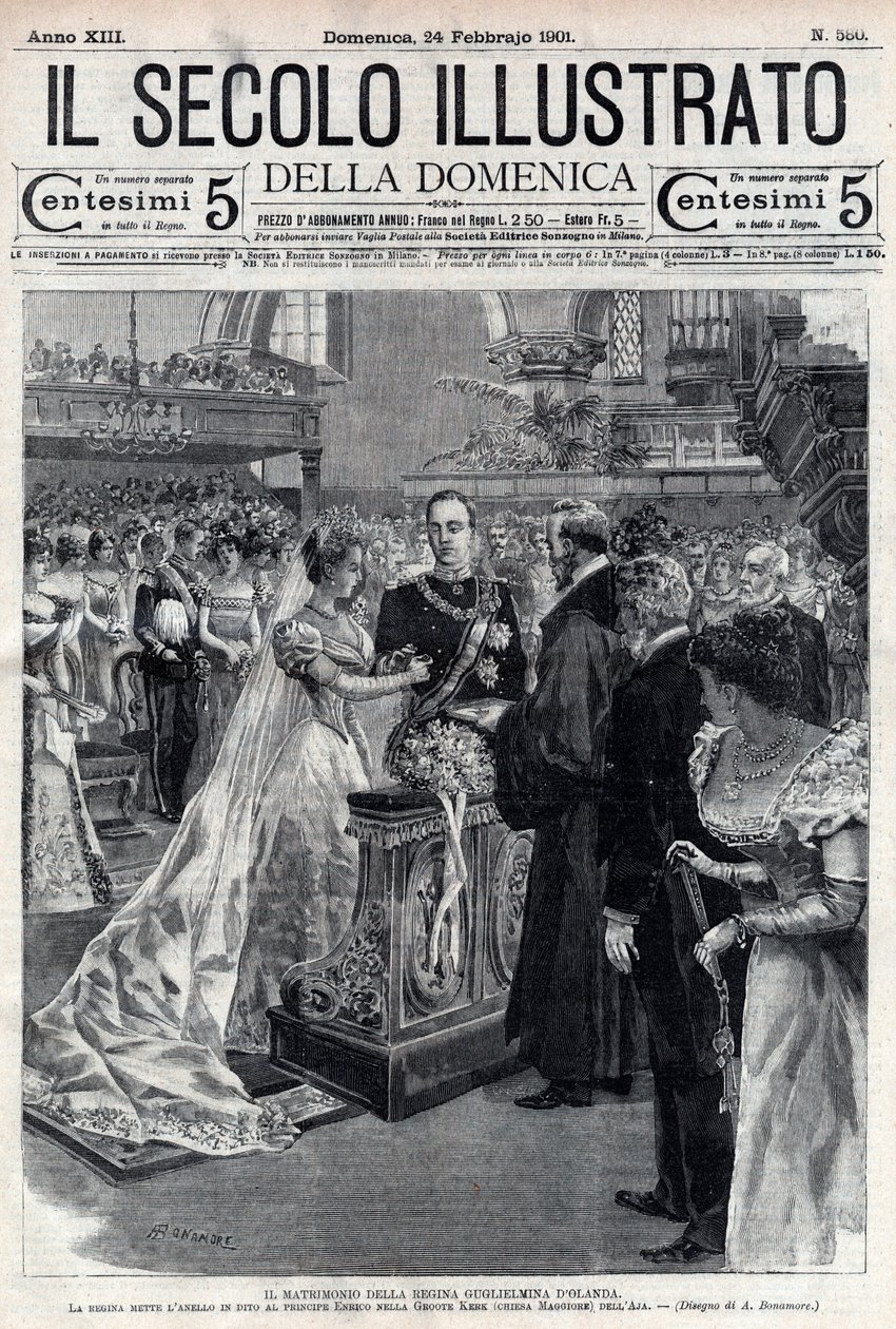 Boda de la reina Guillermina de Holanda y el duque Enrique de Mecklemburgo 1901 - portada de 