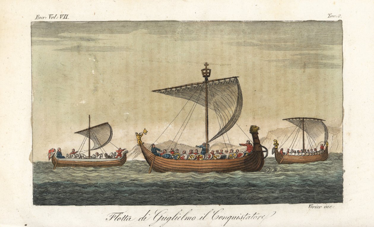 La flota de acorazados de Guillermo el Conquistador de Italian School