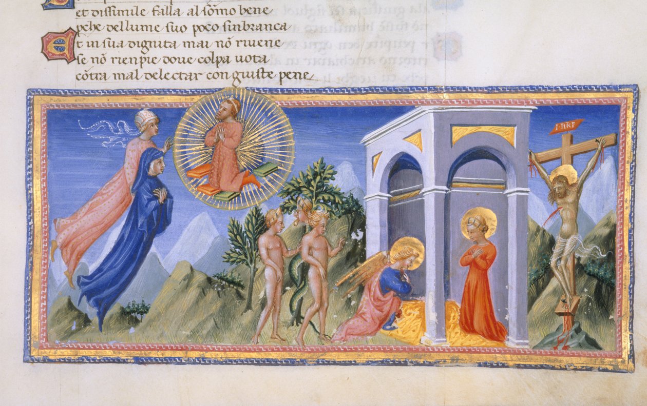 Yates Thompson 36, f.141 El misterio de la redención, de la "Divina Commedia", c.1444-50 (vitela) de Italian School