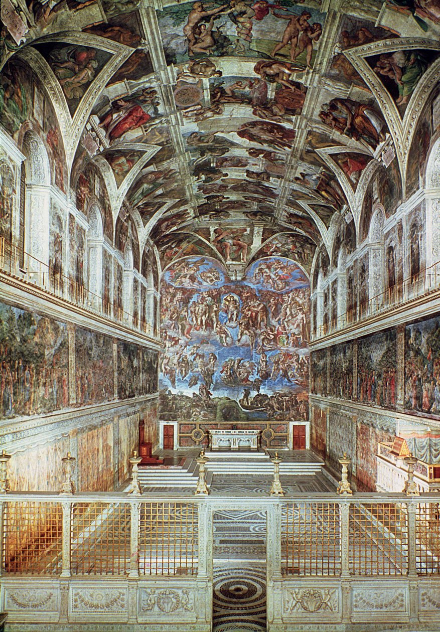 Vista interior de la Capilla Sixtina (pre-restauración) de Italian School Italian School