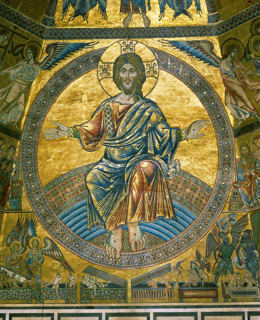 Cristo Pantocrátor en la mandorla de la cúpula del Baptisterio, Florencia (mosaico) de Italian school