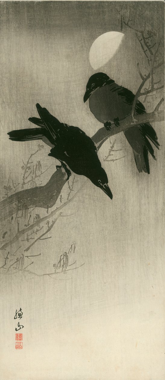 Dos cuervos, c.1920 (xilografía) de Ito Sozan