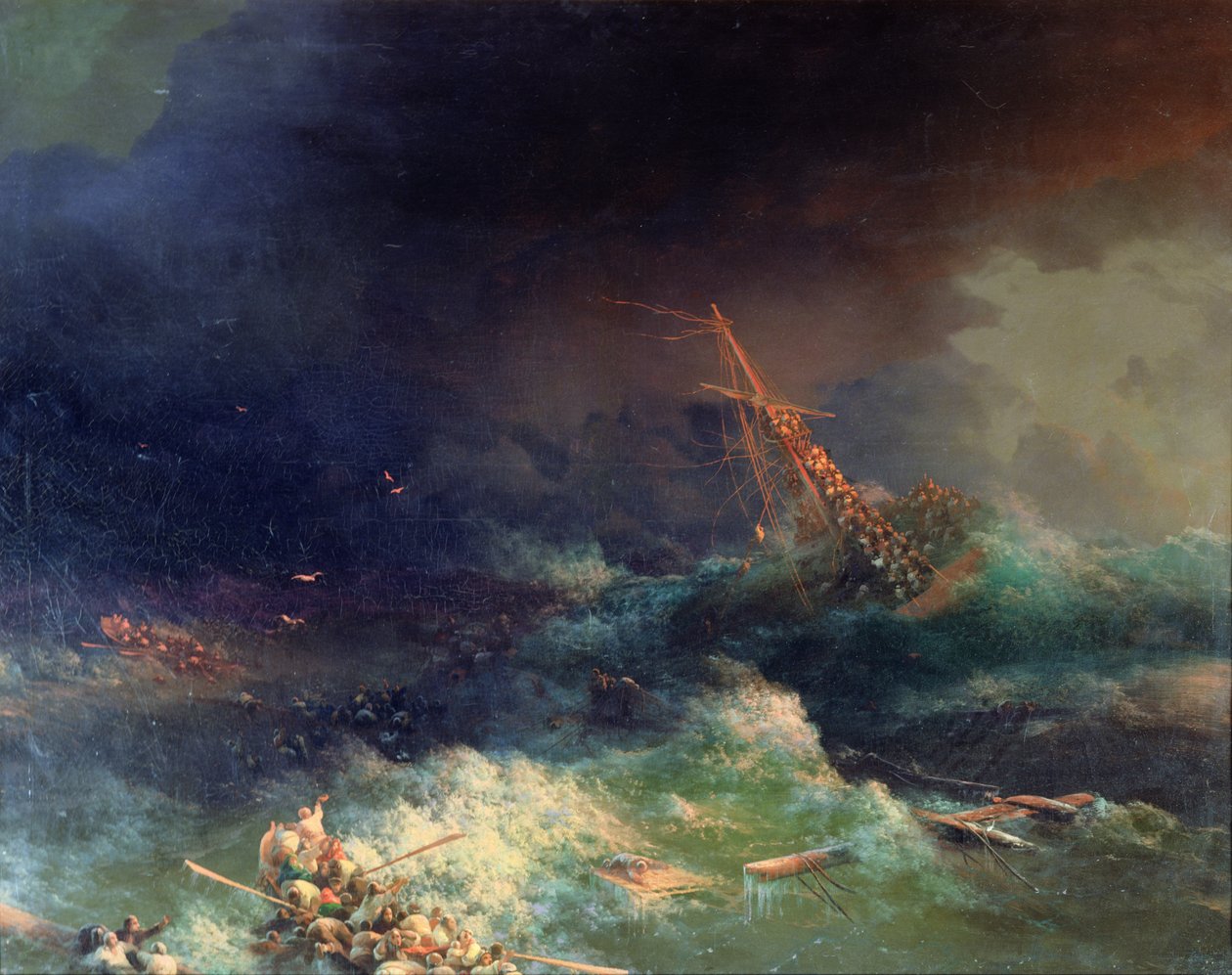 El desastre del transatlántico Ingermanland en Skagerrake cerca de Noruega el 30 de agosto de 1842 de Ivan Konstantinovich Aivazovsky