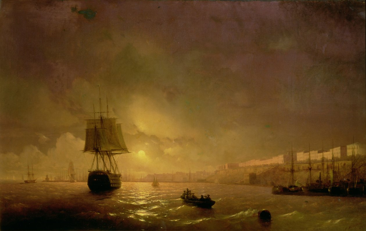 Vista de Odessa a la luz de la luna, 1846 de Ivan Konstantinovich Aivazovsky