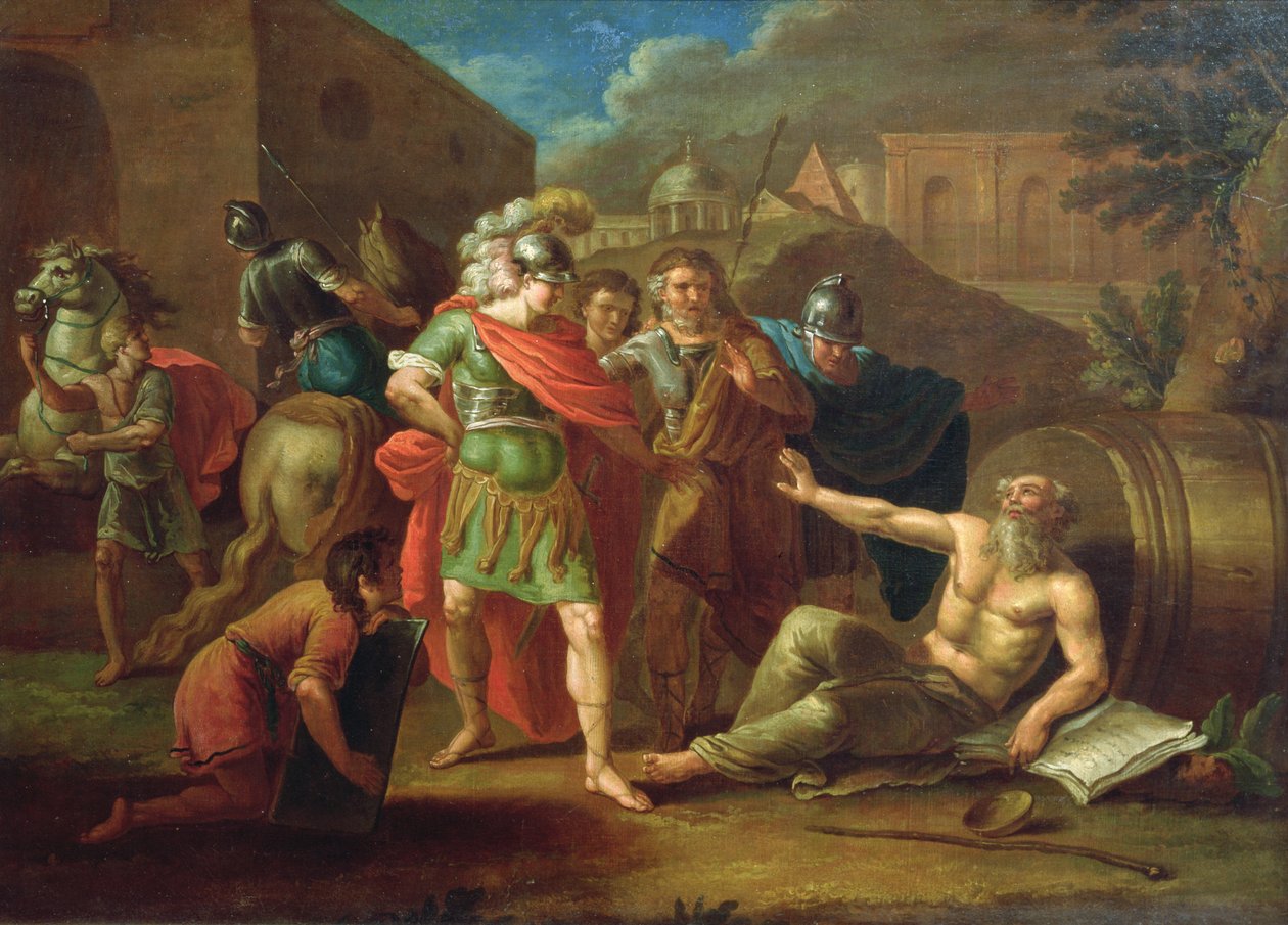 Alejandro Magno visita a Diógenes en Corinto, 1787 de Ivan Philippovich Tupylev