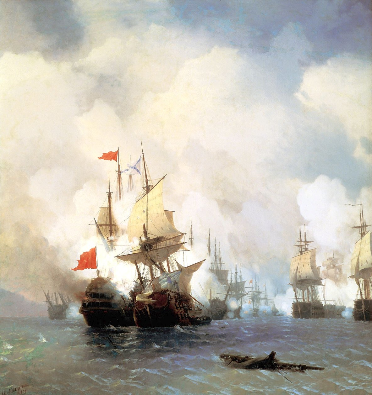 Ruso: "Batalla en el estrecho de Quíos el 24 de junio de 1770 " Batalla de Quíos el 24 de junio de 1770 de Ivan Aivazovsky