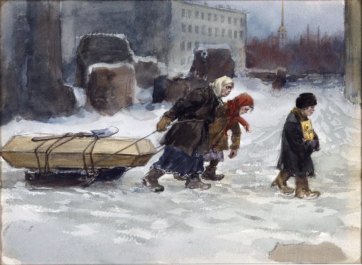 Entierro de un obrero que no era comunista por Vladimirov, Ivan Alexeyevich (1869-1947). Acuarela, gouache sobre papel de Ivan Alexeyevich Vladimirov