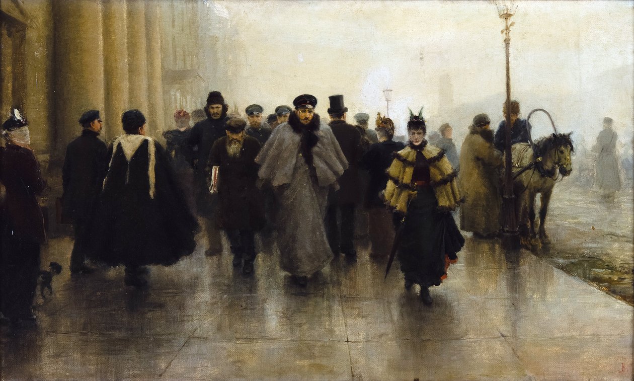 La perspectiva Nevski - Nevsky Prospekt - Ivan Alexeyevich Vladimirov (1869-1947). Óleo sobre lienzo, principios de los años 1890. Dimensiones : 41x68 cm Colección privada de Ivan Alexeyevich Vladimirov