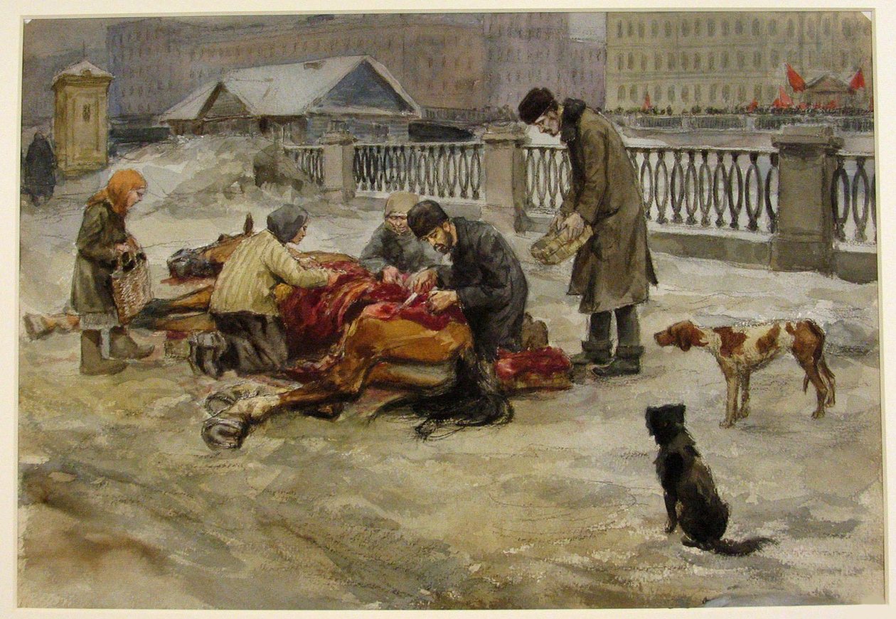 Petrogrado en 1918 de la serie de acuarelas Revolución rusa, 1918 de Ivan Alexeyevich Vladimirov