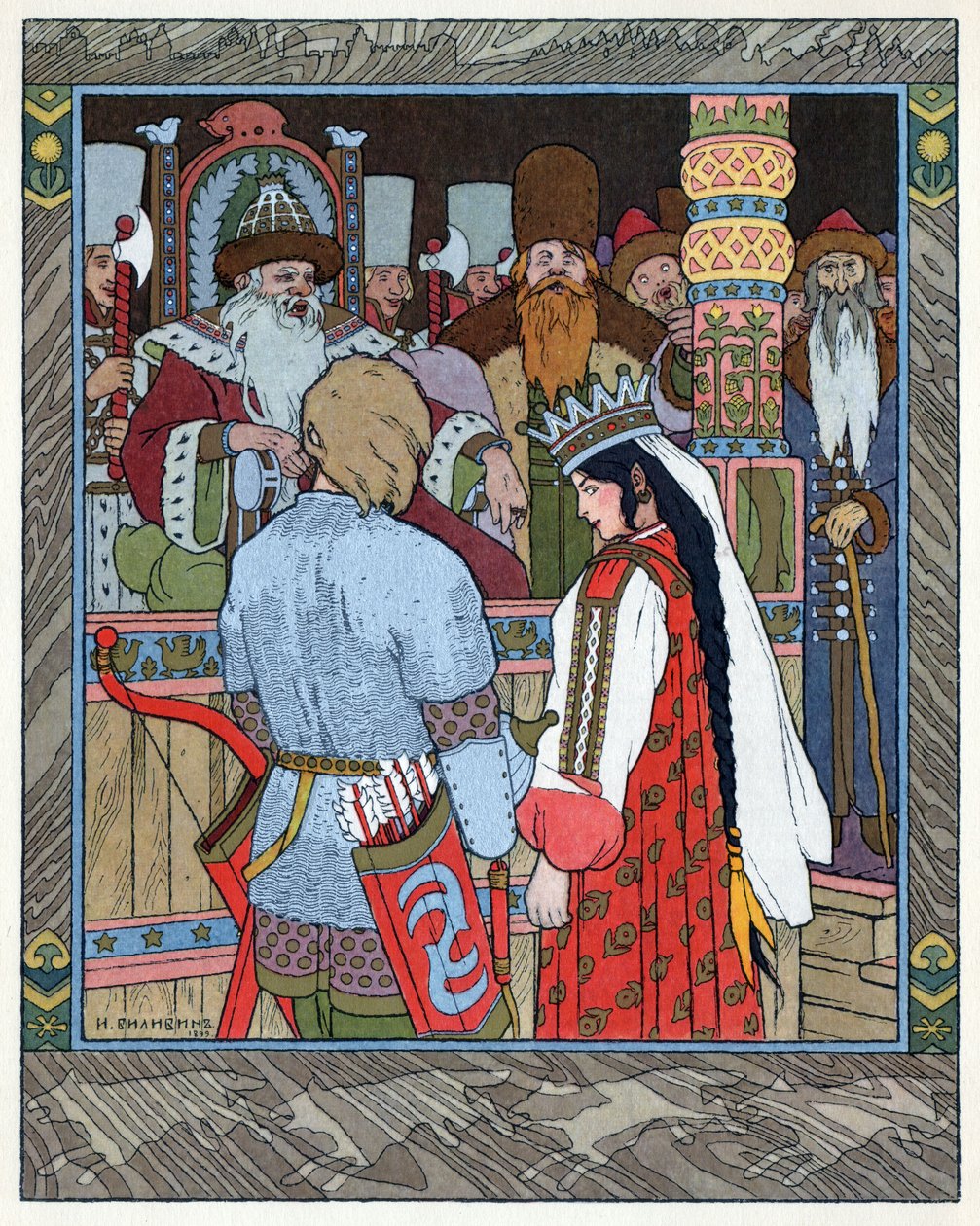 El zarevich Iván, el pájaro de fuego y el lobo gris, c.1899 de Ivan Yakovlevich Bilibin