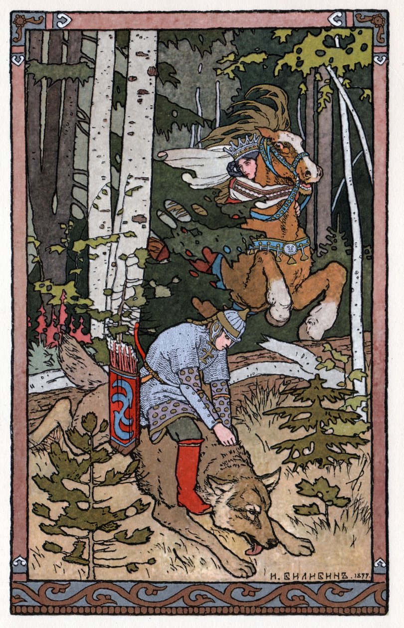El zarevich Iván, el pájaro de fuego y el lobo gris, c.1899 de Ivan Yakovlevich Bilibin