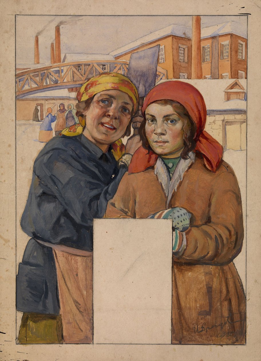 Dos Trabajadores de Fábrica, 1925 de Ivan Georgievich Drozdov