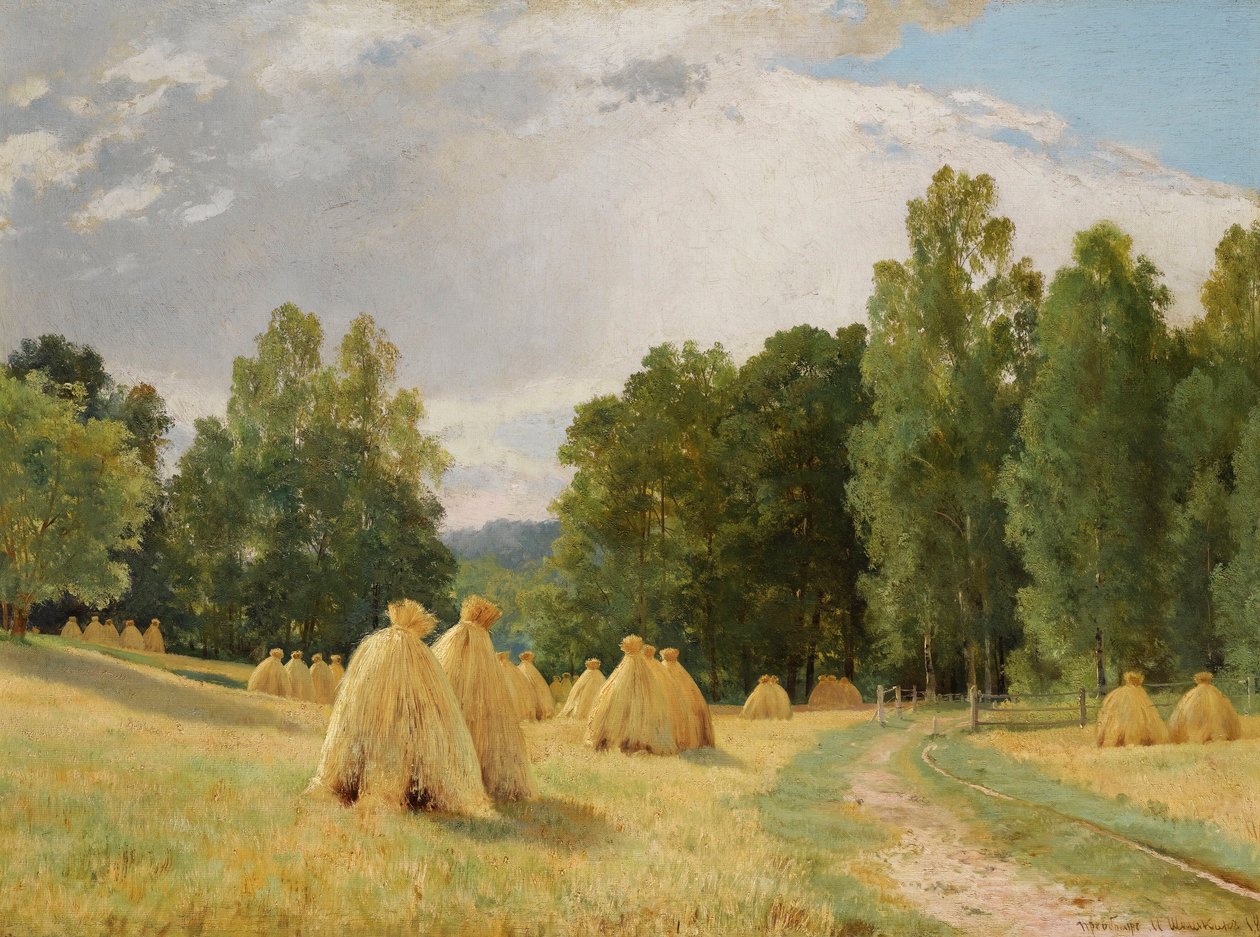 "Pilas de heno en Preobrajenskoie, Rusia" Pintura de Ivan Chichkine (1832-1898) - 1890 de Ivan Ivanovich Shishkin