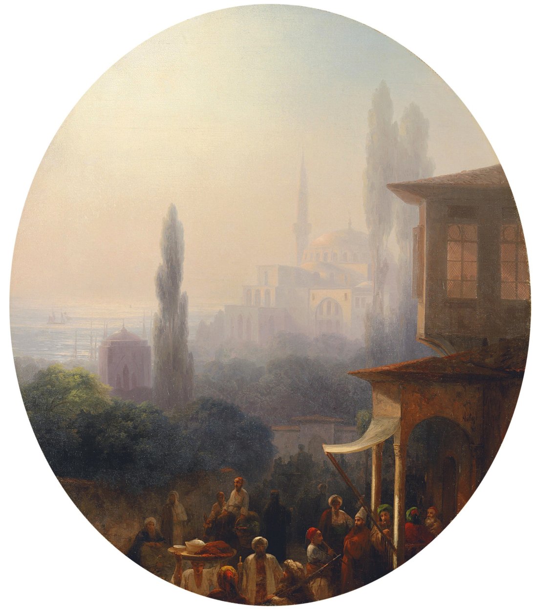 Escena de mercado en Constantinopla, con la Hagia Sophia al fondo, 1860 de Ivan Konstantinovich Aivazovsky