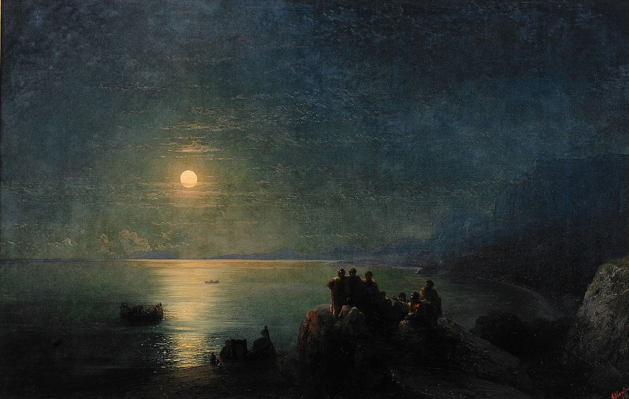 Poetas griegos antiguos junto al agua a la luz de la luna de Ivan Konstantinovich Aivazovsky