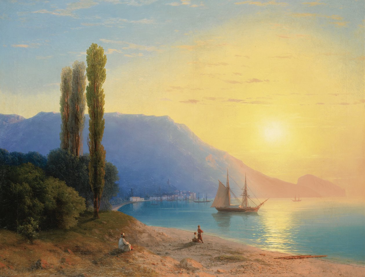 "Puesta de sol sobre Yalta en Crimea" Pintura de Ivan Constantinovich Aivazovsky (1817-1900) 1861 de Ivan Konstantinovich Aivazovsky