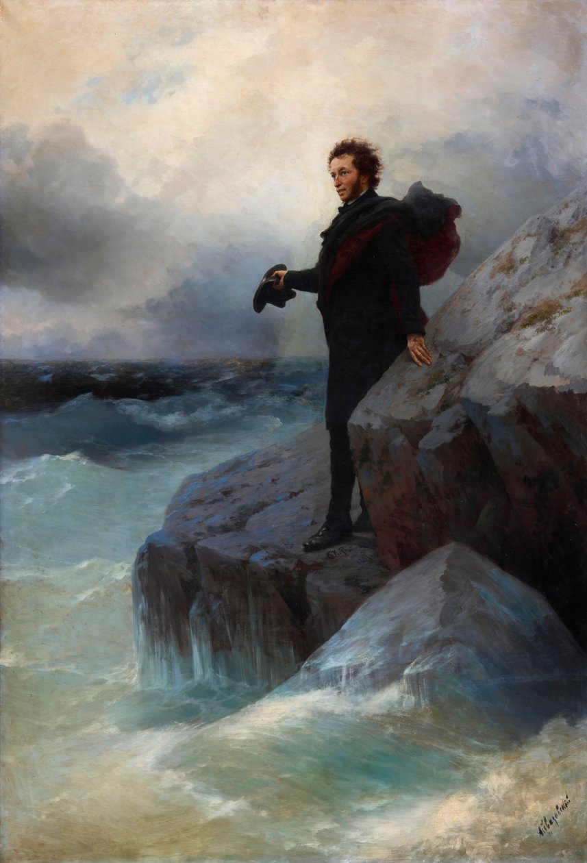 ¡Adiós, elemento libre, oh Mar! Alexander Pushkin en el Mar Negro, 1877 de Ivan Konstantinovich Aivazovsky