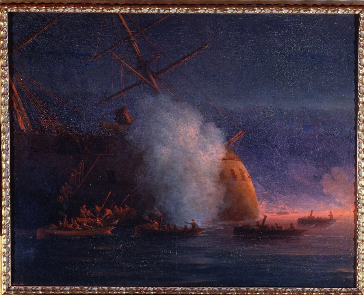 Guerra ruso-turca (ruso-turca) de 1877-1878: el ataque de veleros rusos al acorazado de vapor turco Assari Shevket, en el Mar Negro, 12 de agosto de 1877 (ataque de los cúteres rusos al acorazado de vapor turco Assari Shevket en el Mar Negro el 12 de agost de Ivan Konstantinovich Aivazovsky