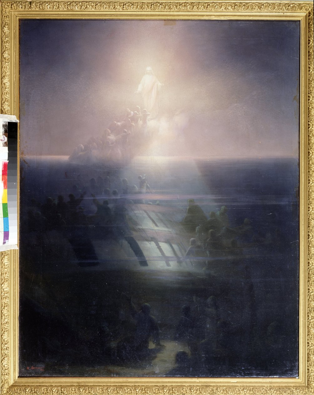 El barco de 84 cañones Lefort, hundido en 1856 durante la Guerra de Crimea (1853-1856). ((Hundimiento del buque de 84 cañones Lefort en 1856). Pintura de Ivan Konstantinovich Aivazovsky (1817-1900). Óleo sobre lienzo de Ivan Konstantinovich Aivazovsky