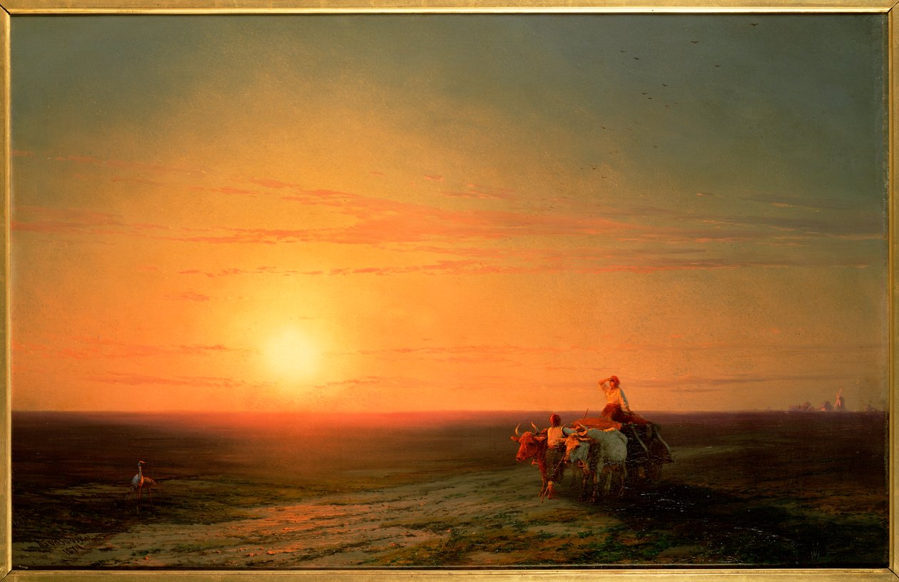 Campesinos Volviendo de los Campos al Atardecer, Siglo XIX de Ivan Konstantinovich Aivazovsky